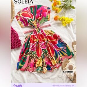 SHEIN Colorful Strapless Mini Dress